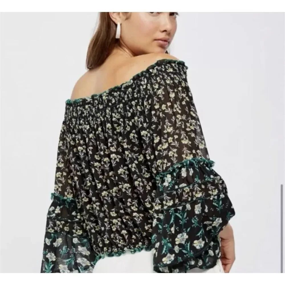Free People rise valley printed boho top size S